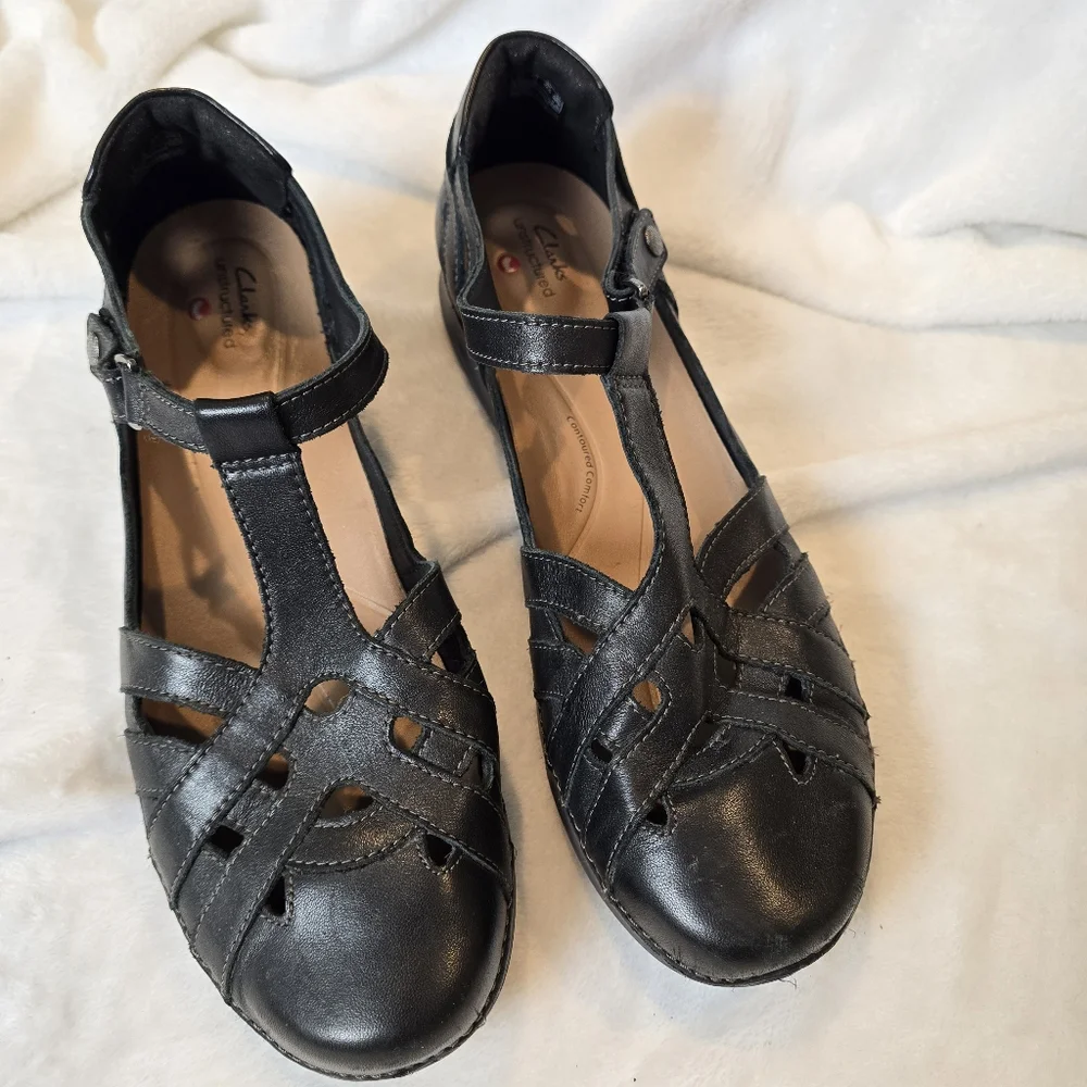 Clarks Unstructured Womens Black  Cora Dream T-strap Mary Jane 11